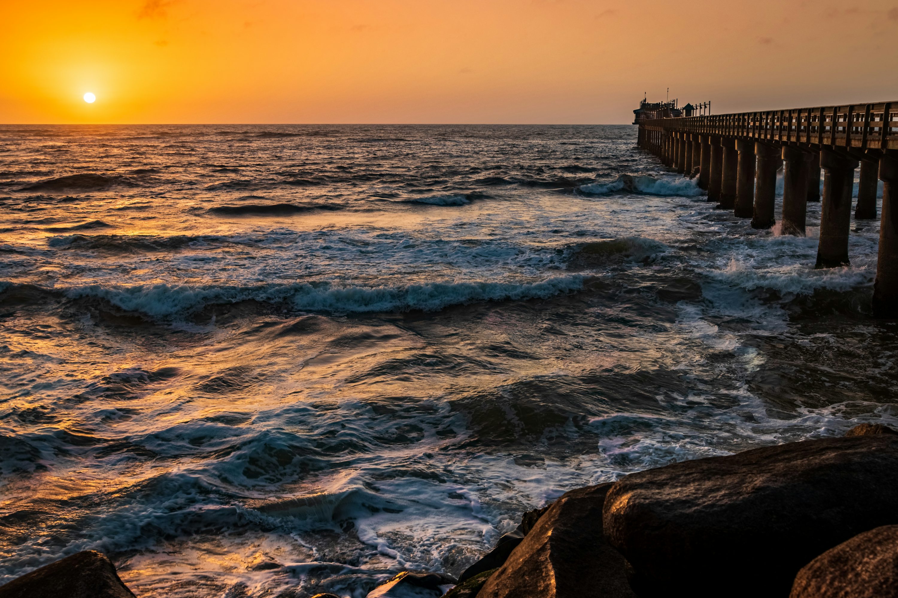 Waves along the Swakopmund jetty on Namibia's Atlantic coast